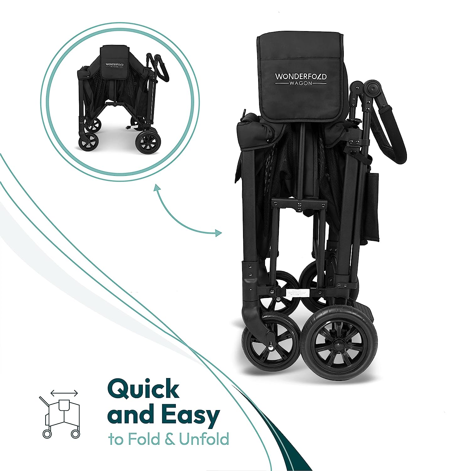 WONDERFOLD W2 Elite Double Stroller Wagon Black