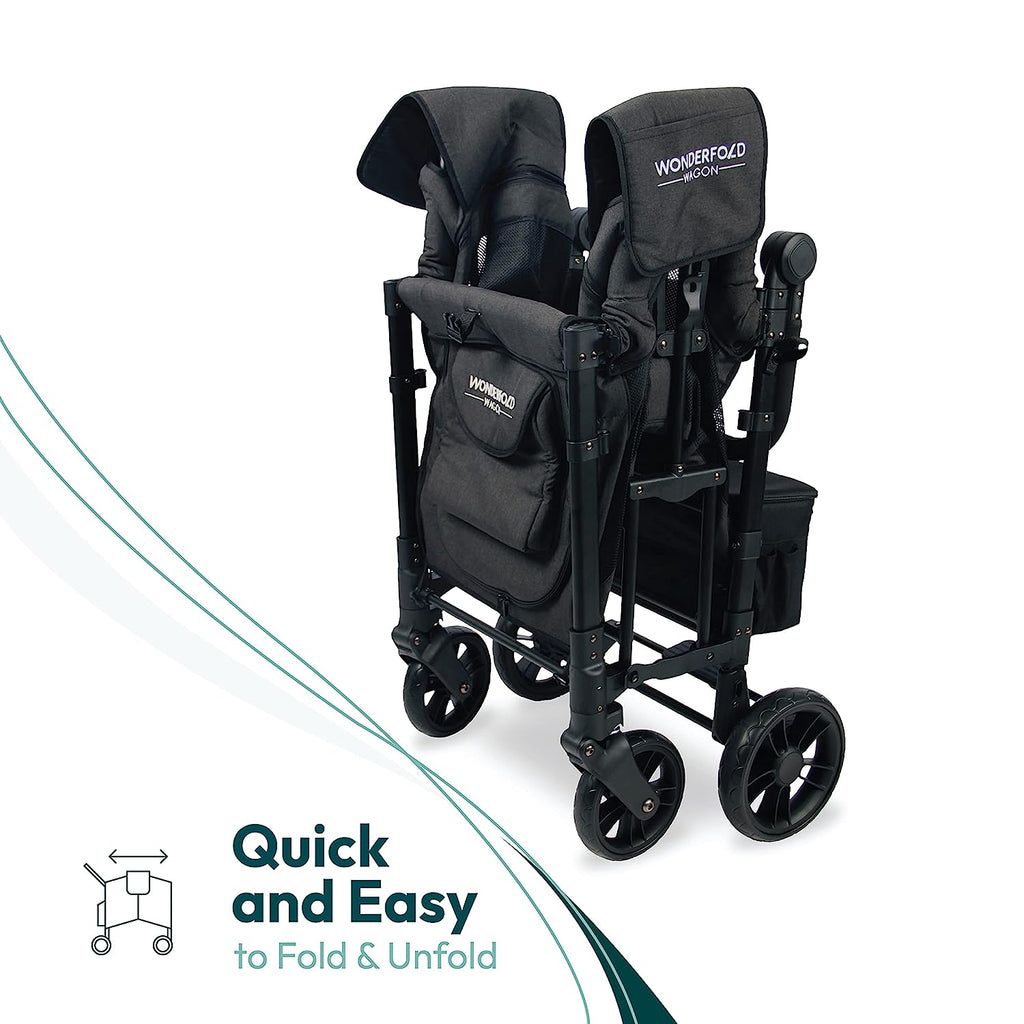 WONDERFOLD W2 Elite Double Stroller Wagon Black