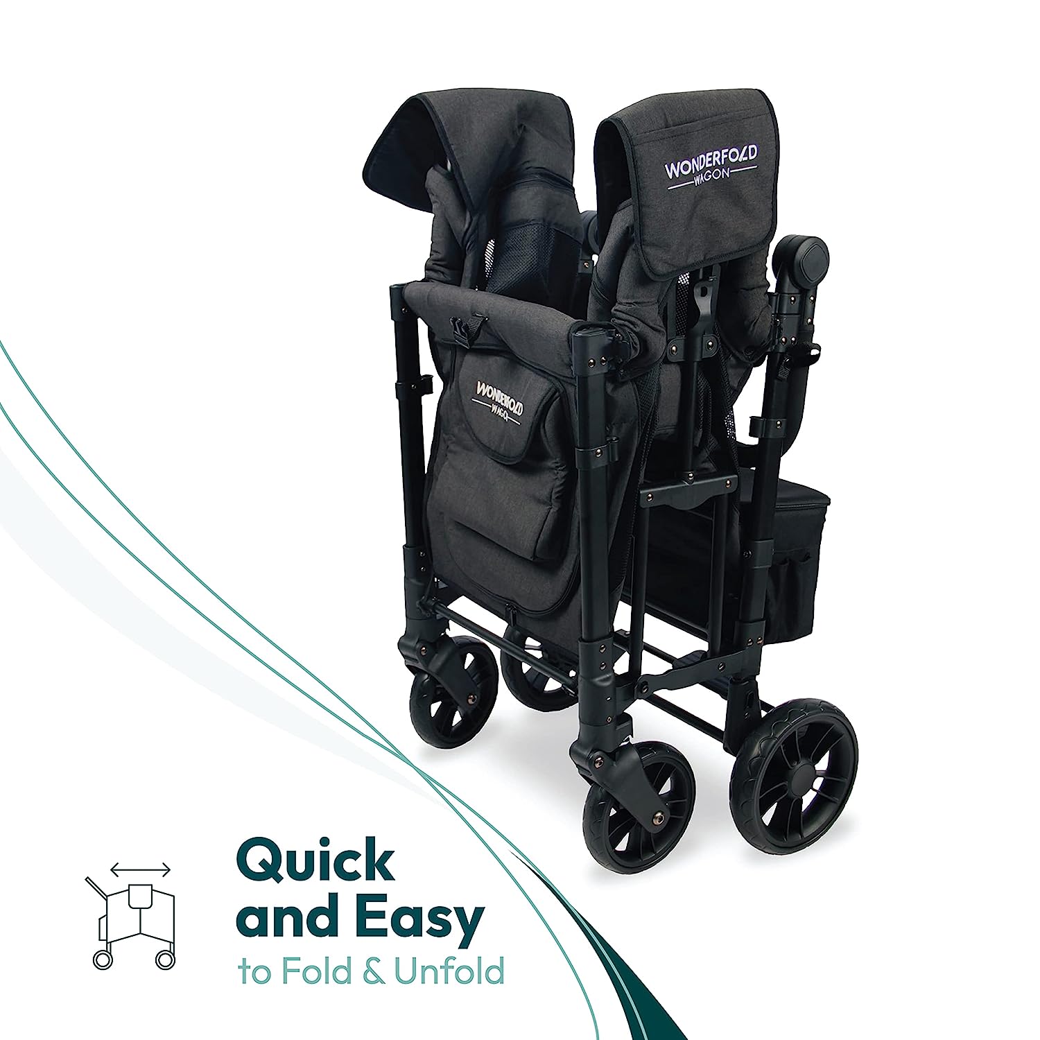 WONDERFOLD W2 Elite Double Stroller Wagon Black