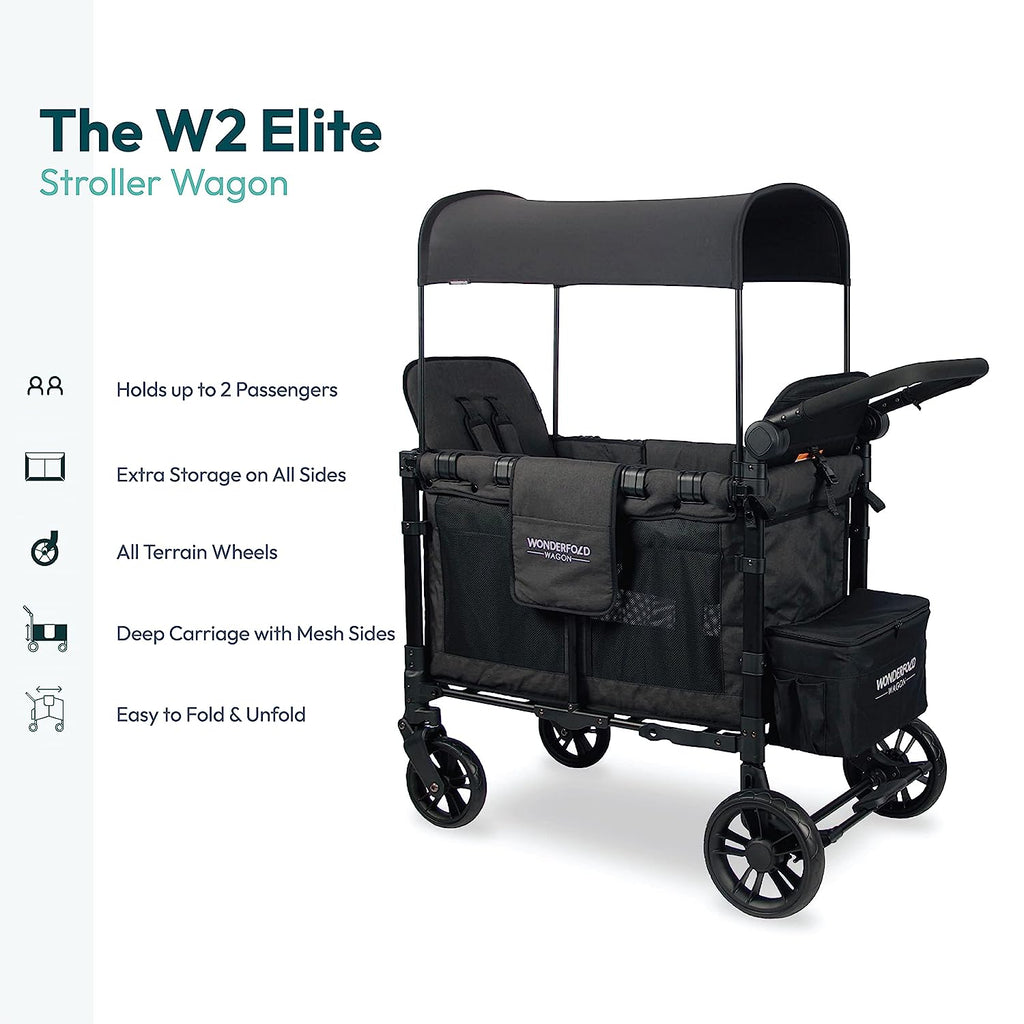 WONDERFOLD W2 Elite Double Stroller Wagon Black
