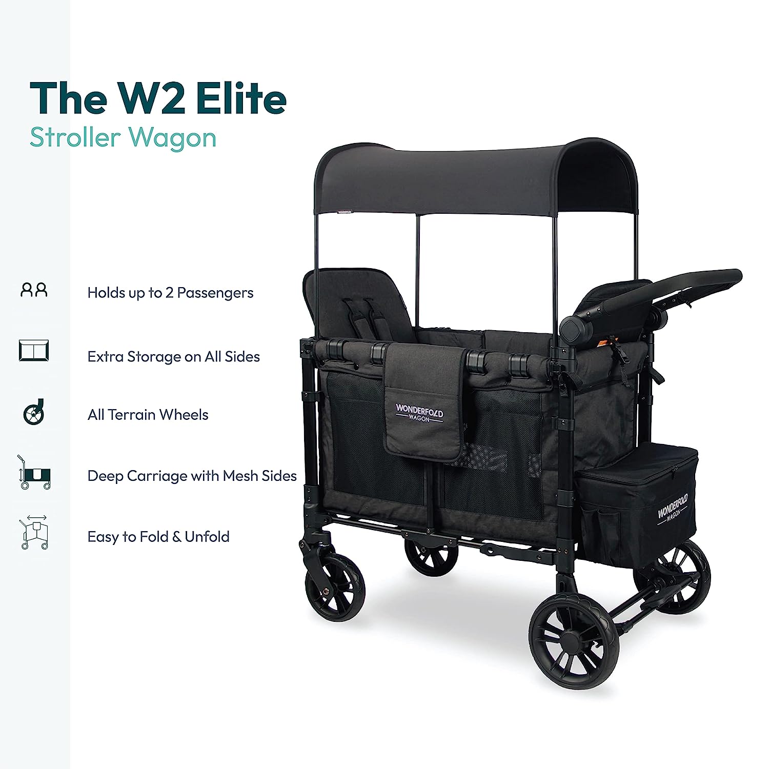 WONDERFOLD W2 Elite Double Stroller Wagon Black