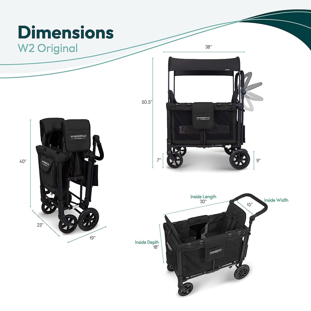 WONDERFOLD W2 Elite Double Stroller Wagon Black