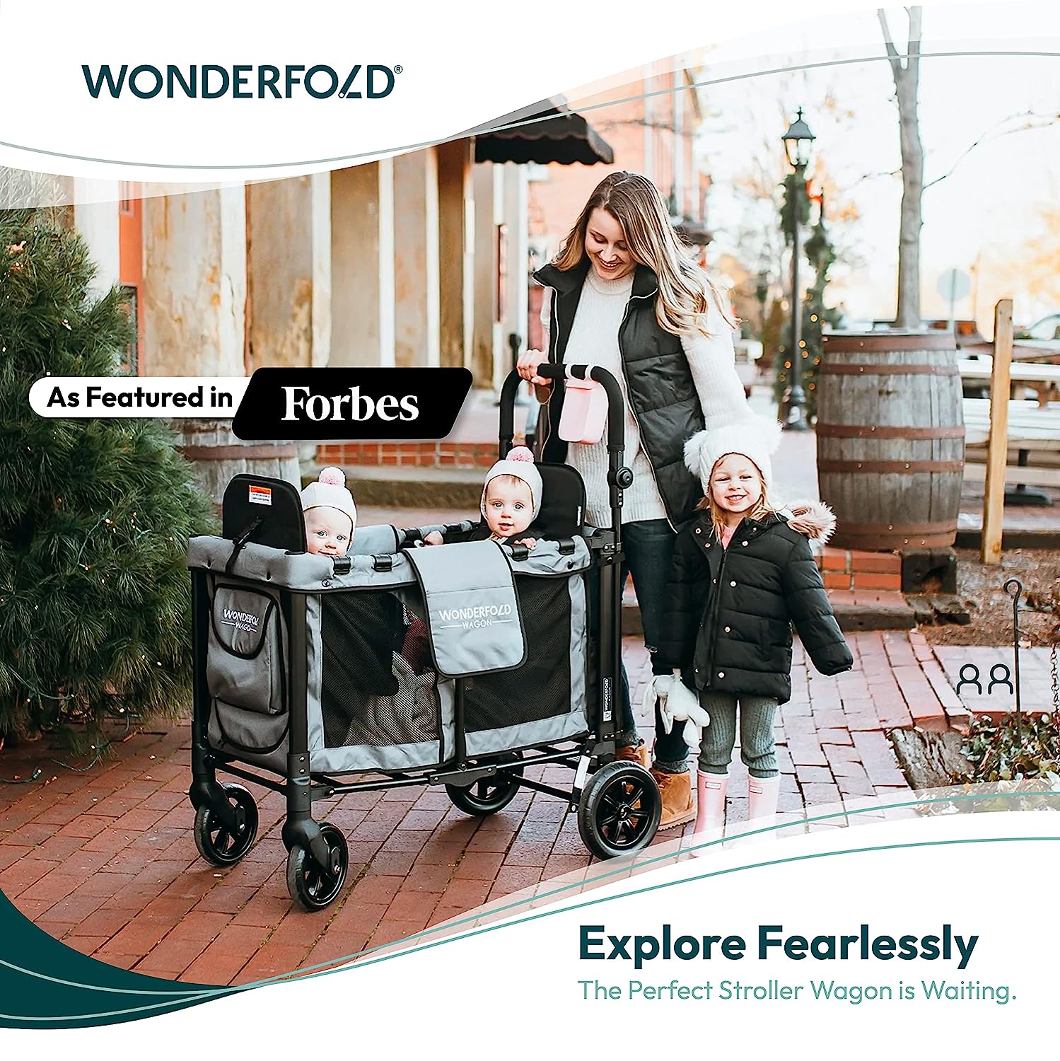 WONDERFOLD W2 Elite Double Stroller Wagon Black